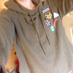 brandy melville hoodie boho alien patches hippie